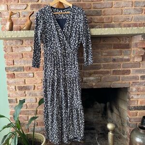 Joules Floral Midi Navy Dress